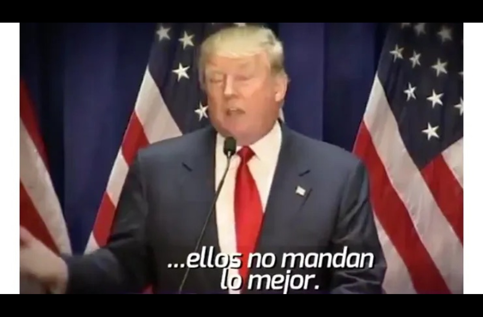 Image of Trump speaking in the commercial